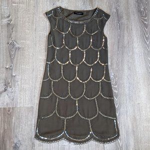 Art Deco Gray Beaded Scallop Dress  |  Dorothy Perkins